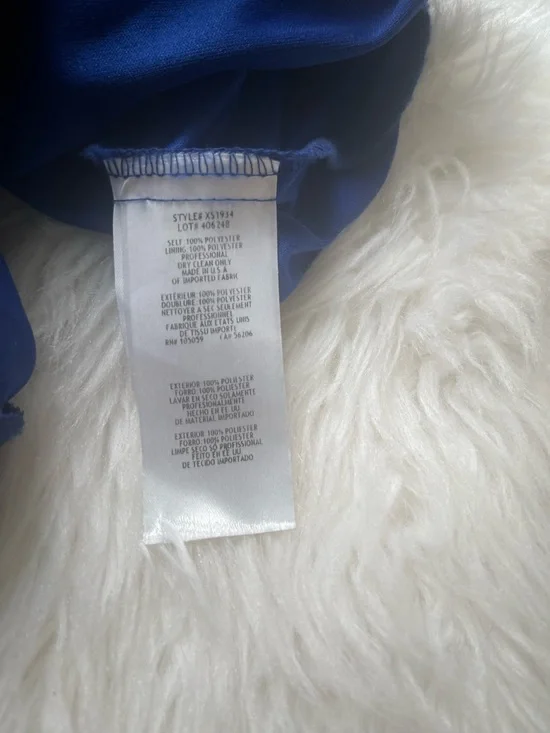 Xscape Royal Blue Beaded beaded neckline draped waist Maxi Gown SZ8 - Picture 10 of 10